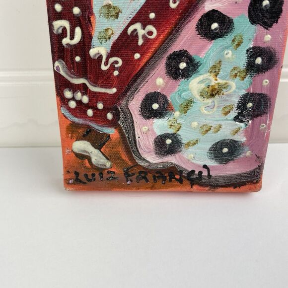 Original Brazilian Folk Art Painting by Luiz Franca 2014 16"x4" Canvas Colorful - Picture 5 of 10